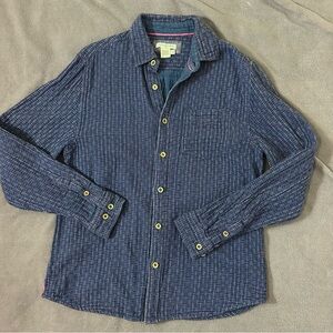 Carbon 2 Cobalt Blue Cotton Gauze Long Sleeve Button Up Shirt Mens Small